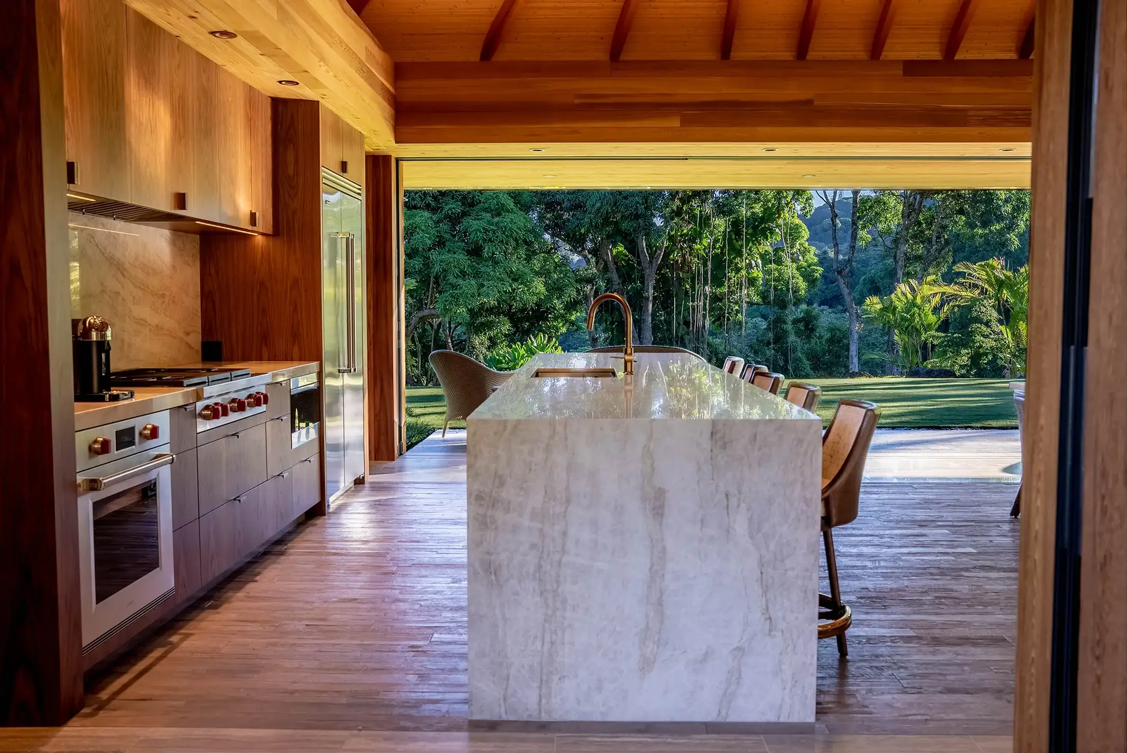 Custom Home in Kilauea Kitchen and Exterior