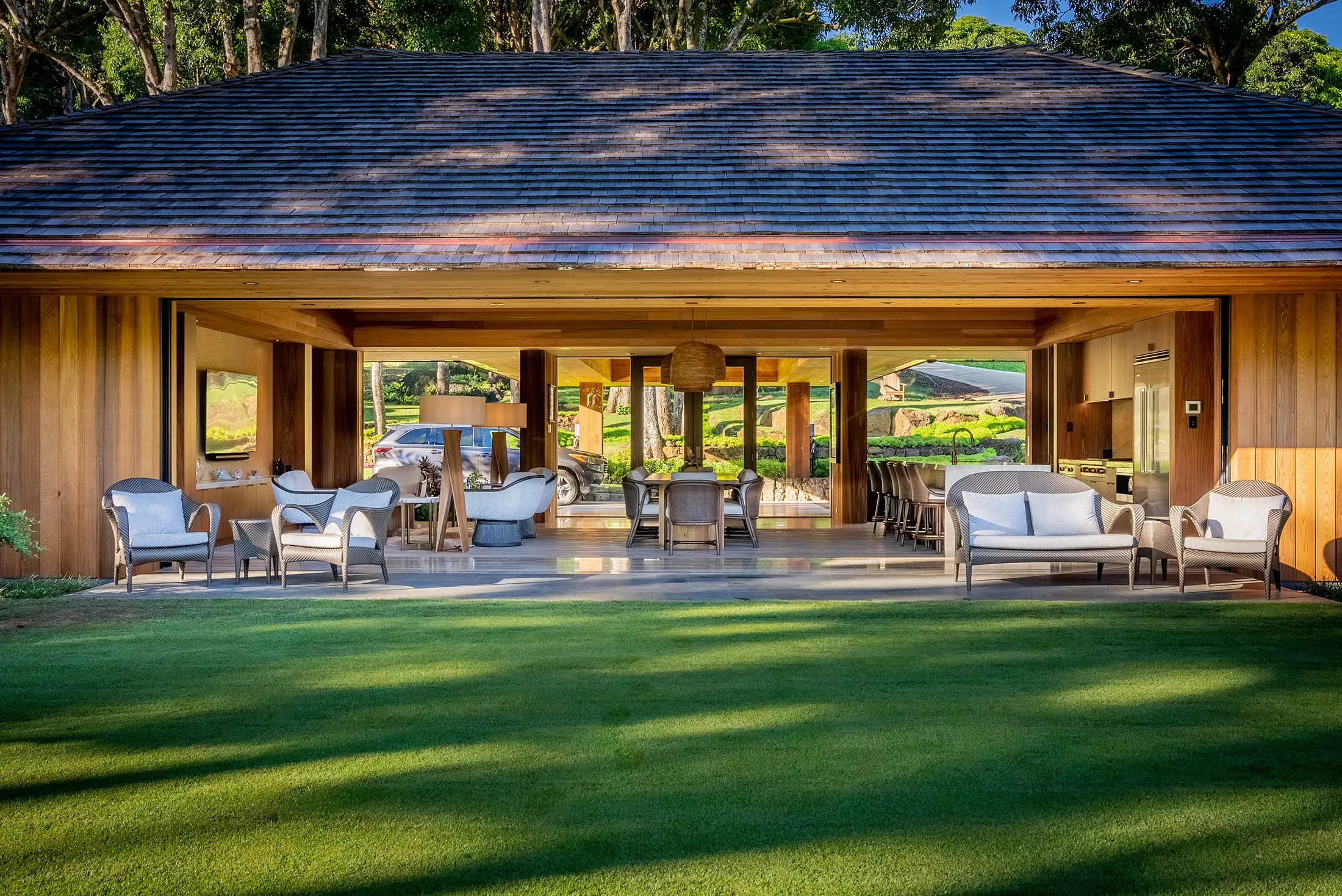 Custom Home in Kilauea Living and Dining Space
